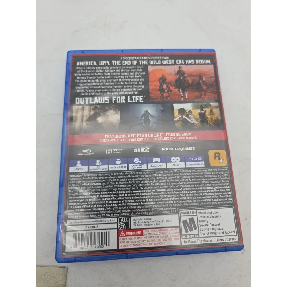 Ps4 - Red Dead Redemption II Sony PlayStation 4 w/ Case & Map No Manual - TESTED
